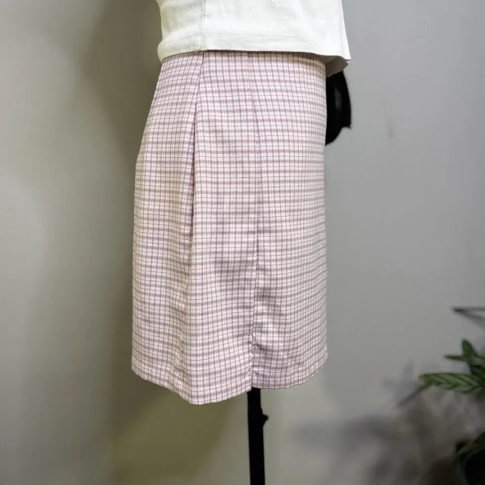Brandy Melville Pink Plaid A Line Mini Skirt Clueless Indie Skater Y2K XS